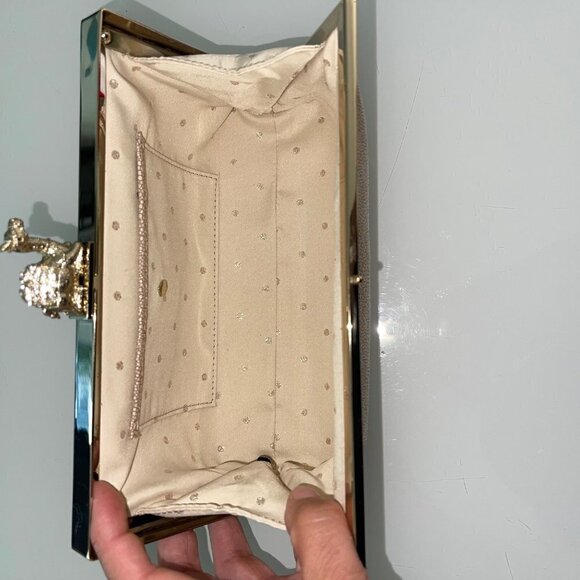 Kate Spade Queen Of The Nile Clutch Purse Tan Stingray Leather Gold Hardware - Picture 11 of 14